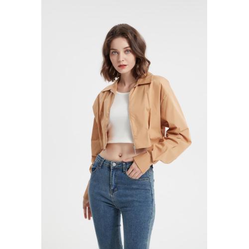 Autumn short jacket for women solid long sleeve