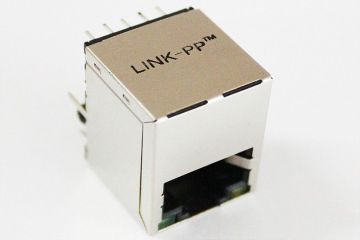 1500vrms Pcb Mount Vertical Rj45 Jack , Female Router Connector 51f-1201gyd2nl