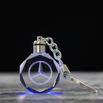 Custom LED Light Crystal Car Keychain with Laser Engraved Logo