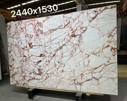 Luxury Home Decor: Polished Bvlgari Pink Marble Slab for Dining Table Tops