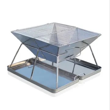 Folding Portable Stainless Steel Charcoal BBQ Grill Set