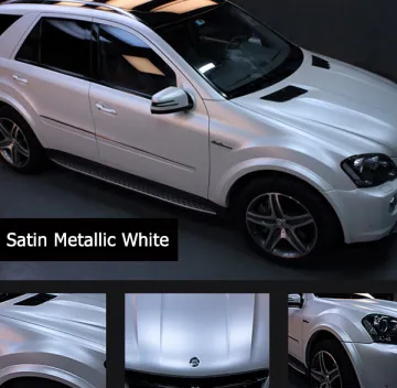 satin metallic white car wrap vinyl