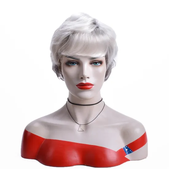 Aishili high quality short grey black hair grade 11a wigs straight ombre synthetic wigs for black women