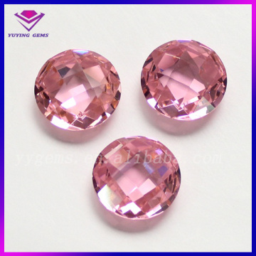 Round Shape Glass Double Checker Cheap Glass Gems Loose Pink Gemstones