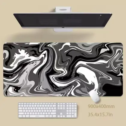 Gamer Strata Liquid Mousepad - 900x400 XXL Black & White Large Computer Mouse Pad