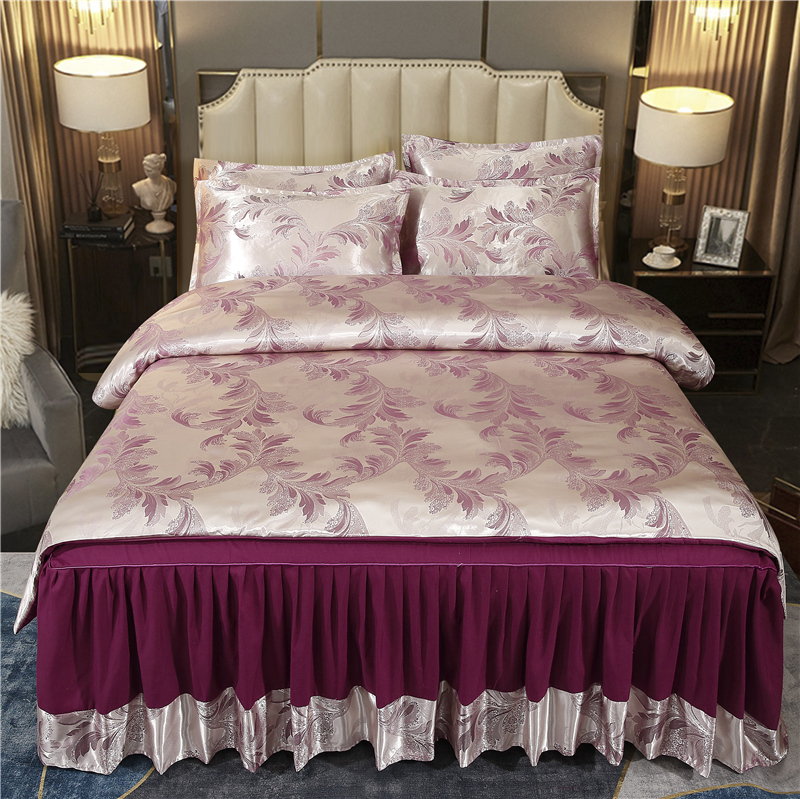 Jacquard design duvet cover cheap comforter bedskirt sets