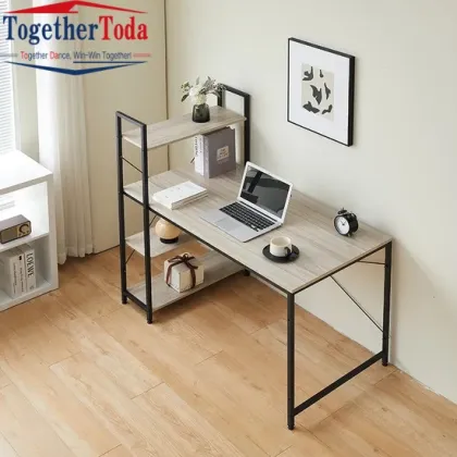 Desktop Metal Frame Computer Office Desk Add Bookshelf