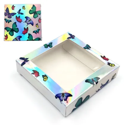 butterfly holographic lash packaging square eyelash boxes