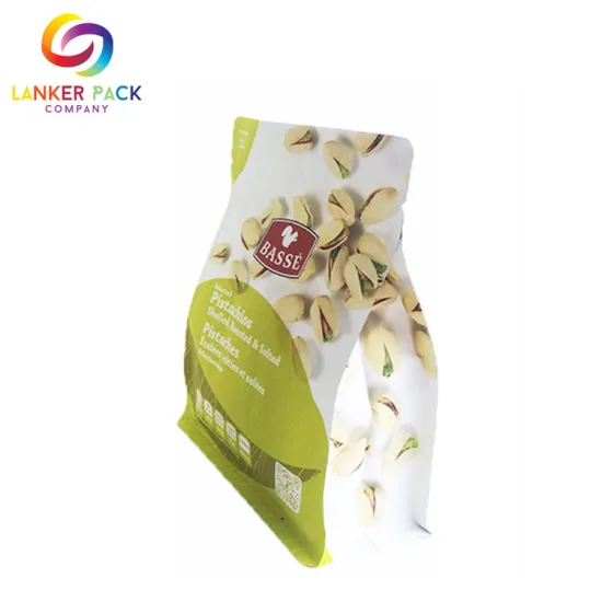 Laminated Material Nuts Packaging Flat Bottom Pouch