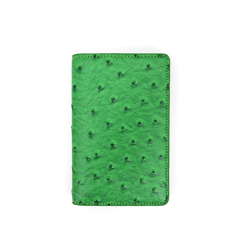 Porta passaporto in vera pelle di struzzo verde unisex personalizzato