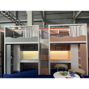 Ξύλινο και μεταλλικό MDF House Triple Bunk κρεβάτι με σκάλες αποθήκευσης