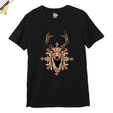 David's Deer Short Black O-Neck Summer T- Shirt