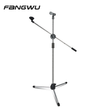 Professional Microphone Stand with Electroplated Metal, Height Adjustment, and Reinforced Nylon Base for Live Broadcasting