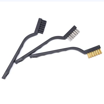 3-Piece Metal Wire Brush Set - Brass, Stainless Steel, Nylon