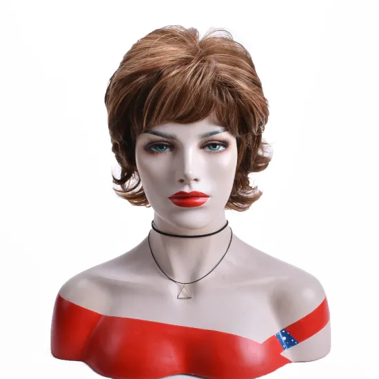 Aishili high quality short blonde brown hair hd straight heat resistant synthetic wigs for black  women