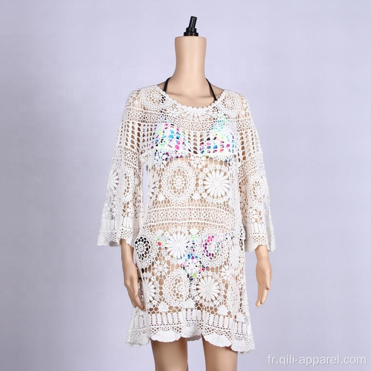 vêtements de plage robe caftan crochet bohème vêtements de plage