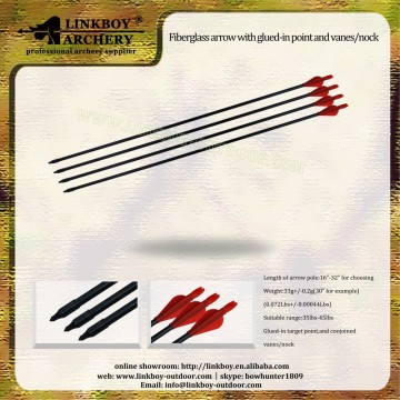 linkboy LBA008 glued-in point and vanes/nock fiberglass arrow