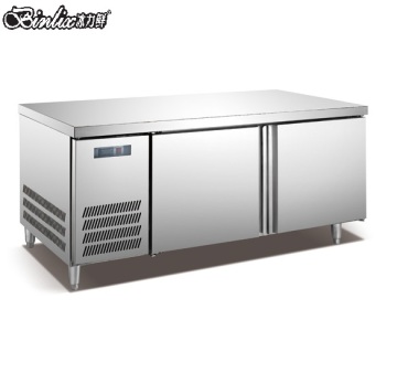 Stainless Steel 1.5m Worktable Bar Bench with Refrigerator and Freezer for Restaurants