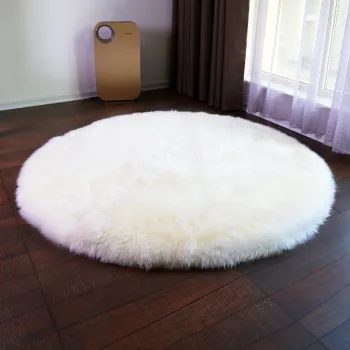 China factory wholesale Natural long wool 30cm 40cm 50cm 60cm 70cm 80cm 90cm 100cm 120cm 150cm round carpet rugs