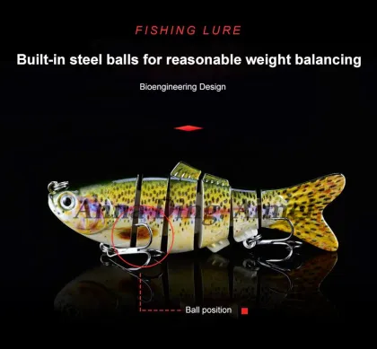 Lifelike Plastic Multi-Jointed Wobbler Swim Bait Fishing Lures