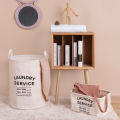 Collapsible Cotton Canvas Laundry Basket Bag With Handles