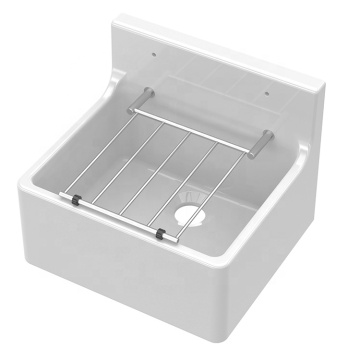 Modern White Fireclay Rectangular Kitchen Sink - No Faucet
