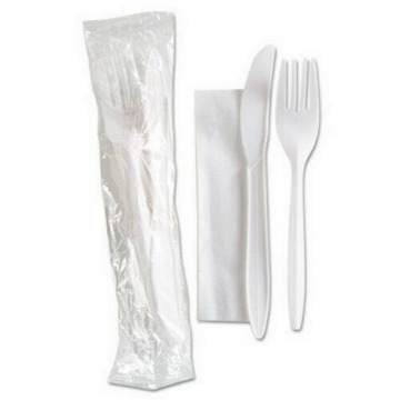 Individually White Wrapped Forks and Spoons