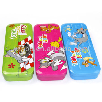Two layers Tin Cartoon Students Pencil Case
