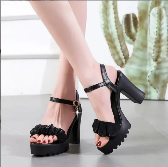 New Summer Women's Vintage Fashion Block Heels and Sliders Sandals for Ladies