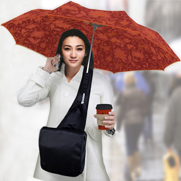 Fold up handsfree Holder Umbrella Backpack bag, crossbody shoulder swing hands free rain bumbershoot carry Messenger back pack