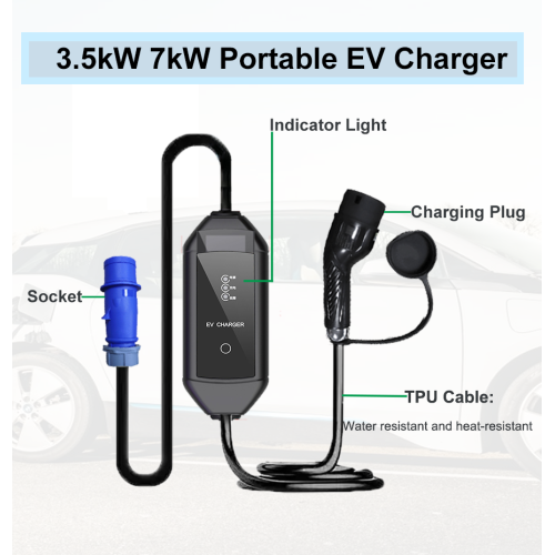 3,5 kW Chargeur de voiture portable AC 7KW Type 1