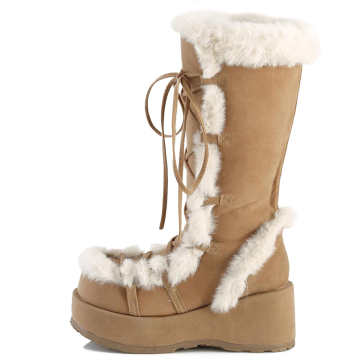 Women's Faux Fur Wedge Platform Boots
