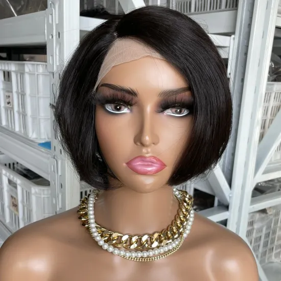 Mayqueen Cheap Wholesale Short Wig 13*4 T Part Lace Brazilian 100% Virgin Cuticle Aligned Human Hair Transparent Lace Front Wigs