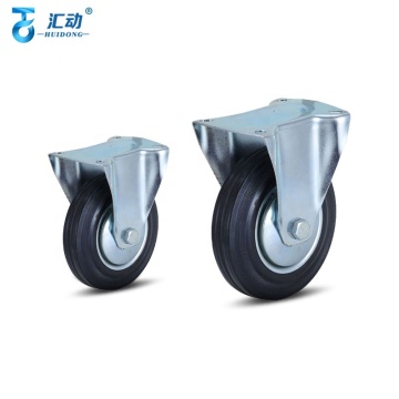 8 Inch Black Steel Core Casters for Trash Can Trolley, Furniture, Industrial Use with Mute, Directional, Universal Brake and Elastic Rubber Wheel