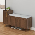 Wooden Shoe Cabinet Bench with Soft Seat Cushion
