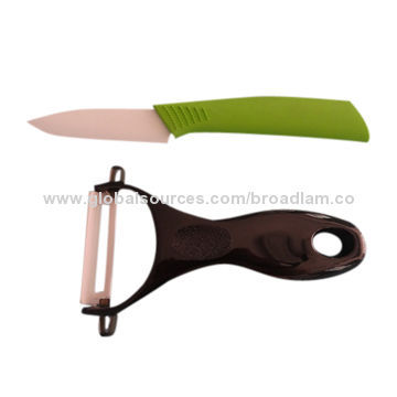 Promotional knife with peeler, ceramic blade with PP handle
