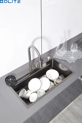 Feiyu Stainless Steel Kitchen Sink - Large Integrated Waterfall Style 304 Stainless Steel Kitchen Sink
