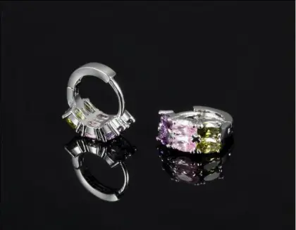 Elegant colorful zircon hoop earrings,ear stud