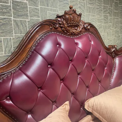Purple Upholstered Princess Royal Crown Leather Bed