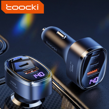 Toocki Multi-Port USB-C PD Metal Fast 140W Car Charger with Digital Display
