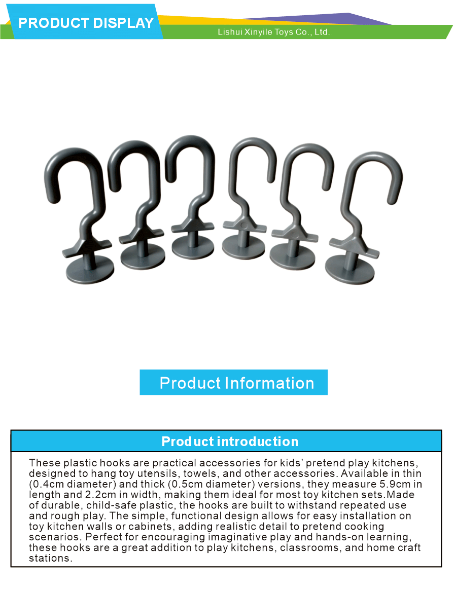 Easy Install Toy Kitchen Hooks Plastic