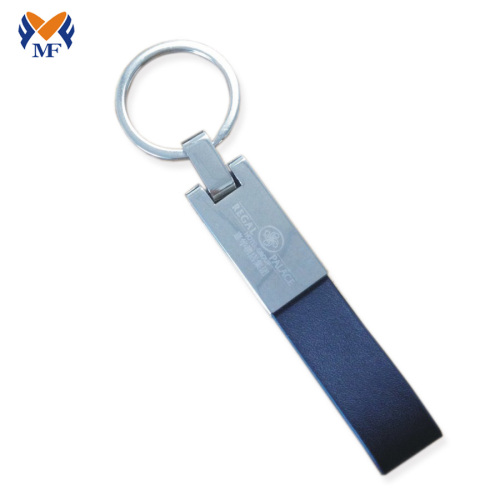 Custom black leather keychain with logo