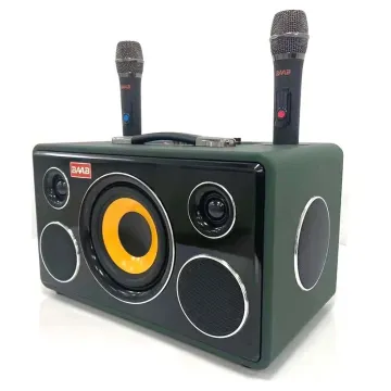 6 Inch Stereo Deep Bass Wooden Party DJ Speaker with Wireless Microphone for Karaoke and Home Theater