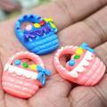 Wholesale Resin Easter Egg Basket Cabochon Pink Blue Colors Miniature For DIY Decoration Party Ornament