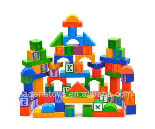 Wooden kids educational DIY Toys Building Block 100pcs Wooden Color Educational Block