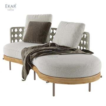 Wood and Fabric Outdoor Leisure Lounge Chair - Balcony Furniture Supplies