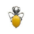 Yellow Jade 13X18mm Cabs Antique Silver Alloy Spider Pendant Necklace 45cm Black Cord