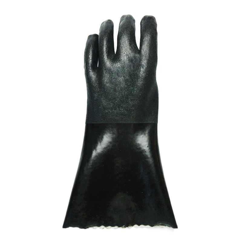 Guantes de arena de trabajo negro resistente al aceite con recubrimiento de PVC