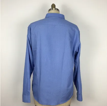 Long Sleeve blue Collar Navy Printing Shirts