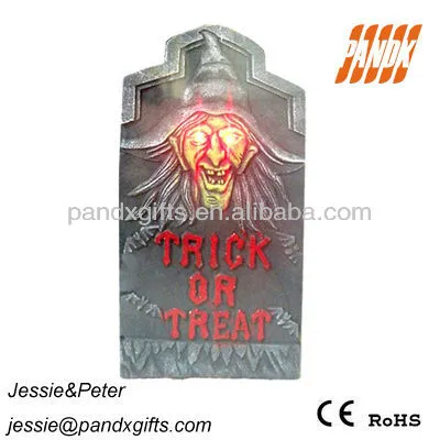 HALLOWEEN TOMBSTONE WITH GLITTERED WORDS,LIGHT UP EYES